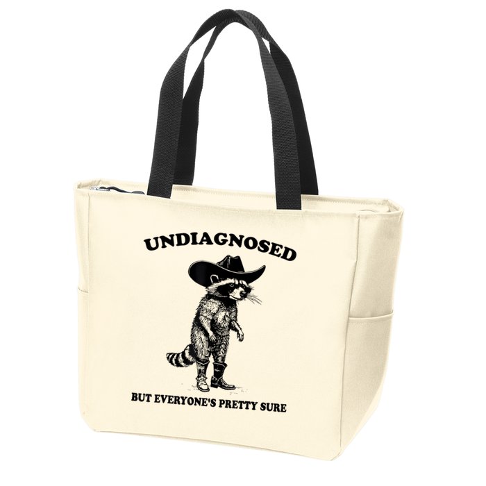 Undiagnosed But EveryoneS Pretty Sure Funny Cowboy Raccoon Zip Tote Bag