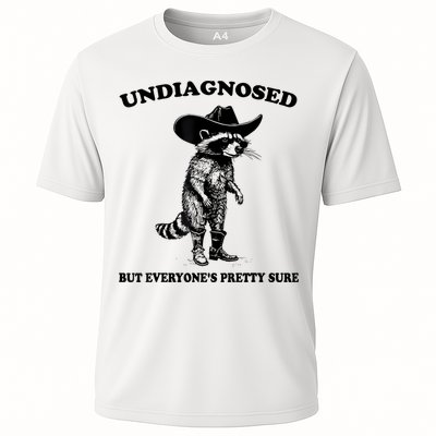 Undiagnosed But EveryoneS Pretty Sure Funny Cowboy Raccoon Cooling Performance Crew T-Shirt