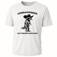 Undiagnosed But EveryoneS Pretty Sure Funny Cowboy Raccoon Cooling Performance Crew T-Shirt