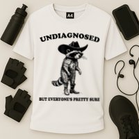 Undiagnosed But EveryoneS Pretty Sure Funny Cowboy Raccoon Cooling Performance Crew T-Shirt