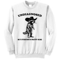 Undiagnosed But EveryoneS Pretty Sure Funny Cowboy Raccoon Sweatshirt