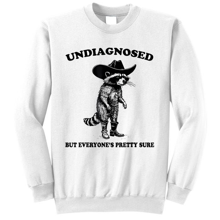 Undiagnosed But EveryoneS Pretty Sure Funny Cowboy Raccoon Sweatshirt