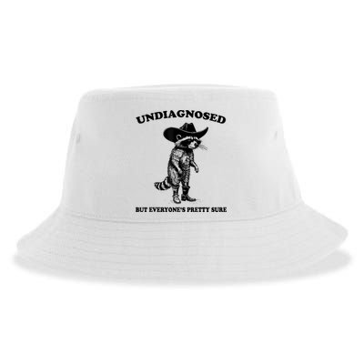 Undiagnosed But EveryoneS Pretty Sure Funny Cowboy Raccoon Sustainable Bucket Hat