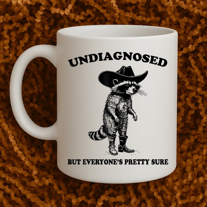 Undiagnosed But EveryoneS Pretty Sure Funny Cowboy Raccoon Mug