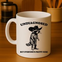 Undiagnosed But EveryoneS Pretty Sure Funny Cowboy Raccoon Mug