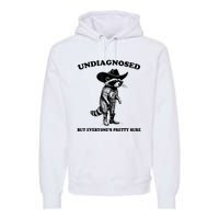 Undiagnosed But EveryoneS Pretty Sure Funny Cowboy Raccoon Premium Hoodie