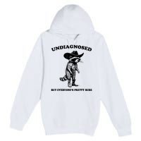 Undiagnosed But EveryoneS Pretty Sure Funny Cowboy Raccoon Premium Pullover Hoodie