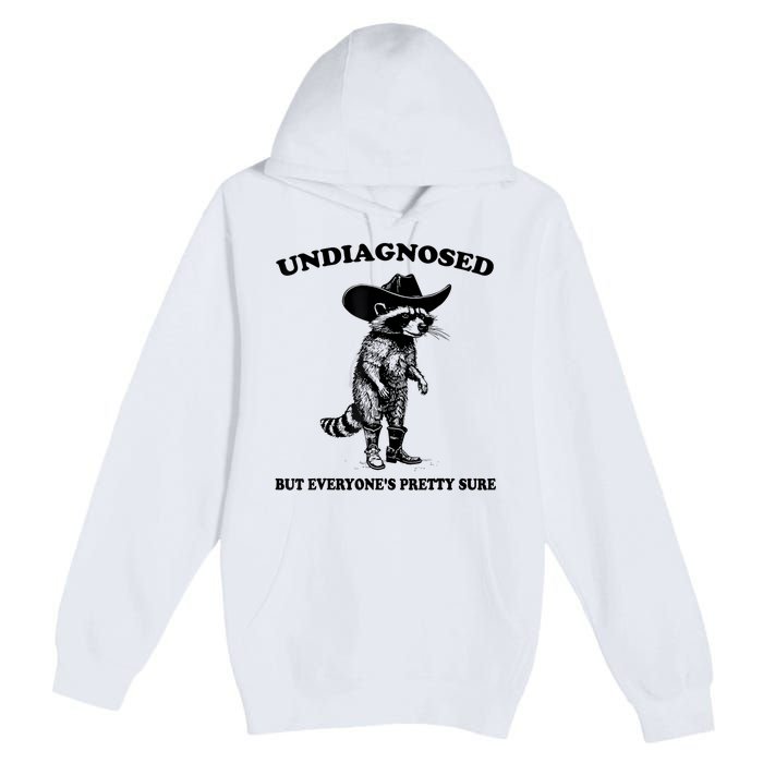 Undiagnosed But EveryoneS Pretty Sure Funny Cowboy Raccoon Premium Pullover Hoodie