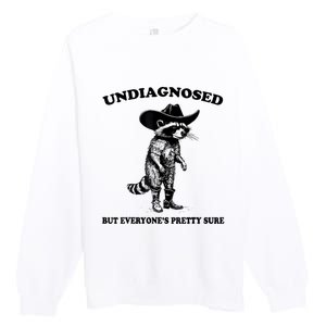 Undiagnosed But EveryoneS Pretty Sure Funny Cowboy Raccoon Premium Crewneck Sweatshirt