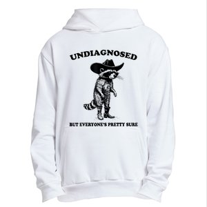 Undiagnosed But EveryoneS Pretty Sure Funny Cowboy Raccoon Urban Pullover Hoodie