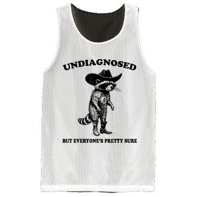 Undiagnosed But EveryoneS Pretty Sure Funny Cowboy Raccoon Mesh Reversible Basketball Jersey Tank