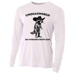 Undiagnosed But EveryoneS Pretty Sure Funny Cowboy Raccoon Cooling Performance Long Sleeve Crew