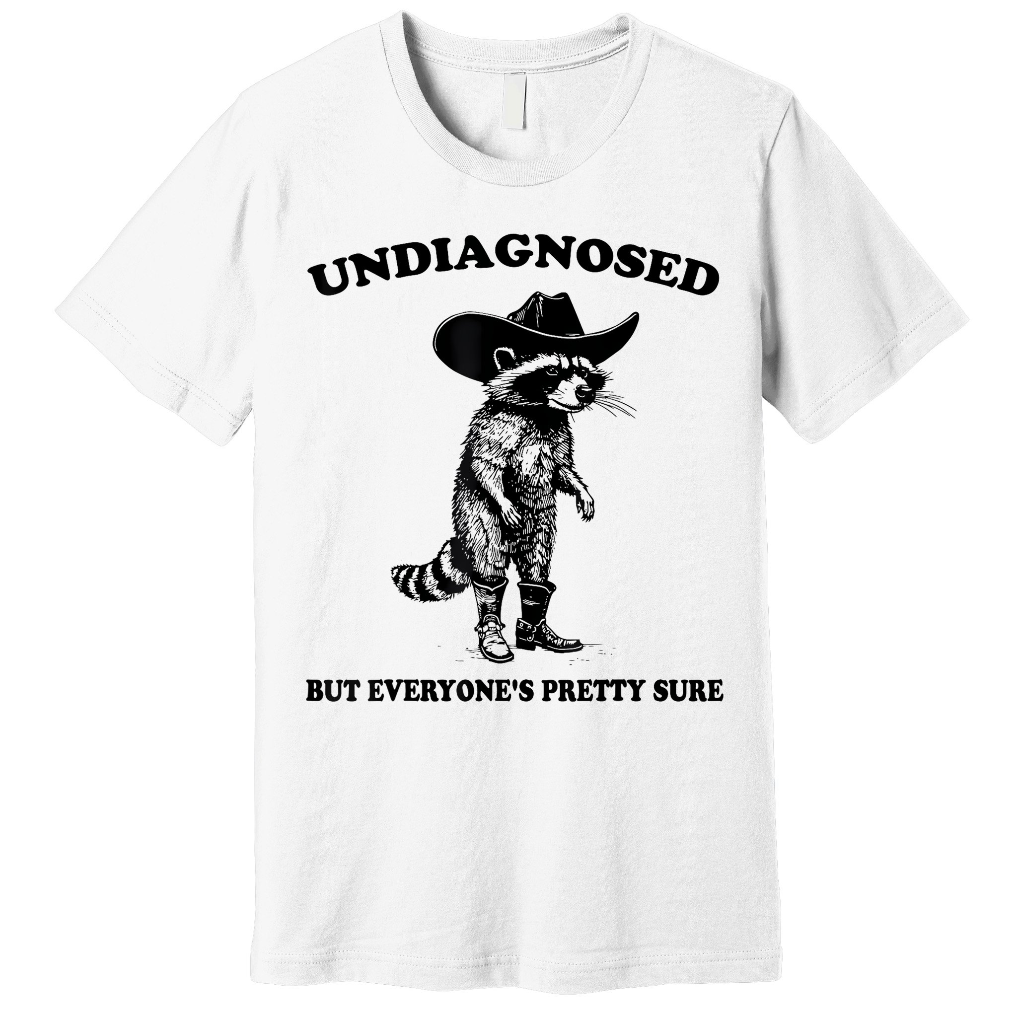Undiagnosed But EveryoneS Pretty Sure Funny Cowboy Raccoon Premium T-Shirt