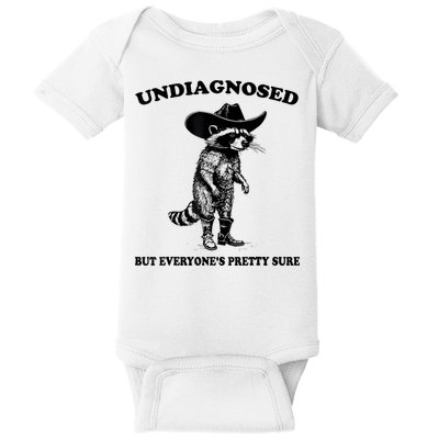 Undiagnosed But EveryoneS Pretty Sure Funny Cowboy Raccoon Baby Bodysuit