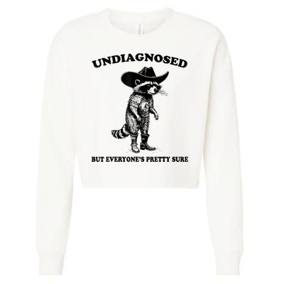 Undiagnosed But EveryoneS Pretty Sure Funny Cowboy Raccoon Cropped Pullover Crew