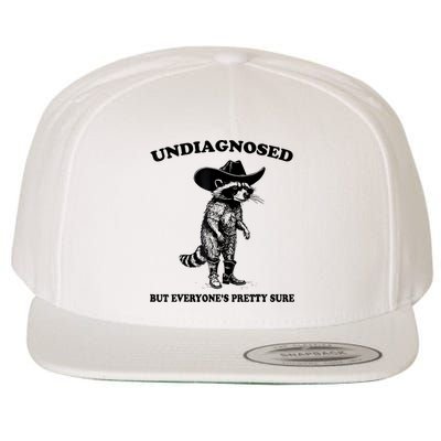 Undiagnosed But EveryoneS Pretty Sure Funny Cowboy Raccoon Wool Snapback Cap