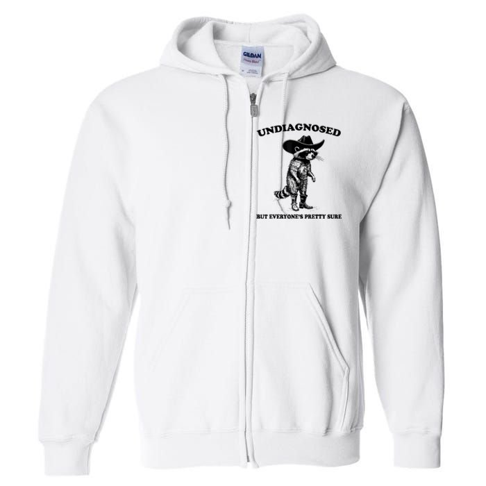 Undiagnosed But EveryoneS Pretty Sure Funny Cowboy Raccoon Full Zip Hoodie