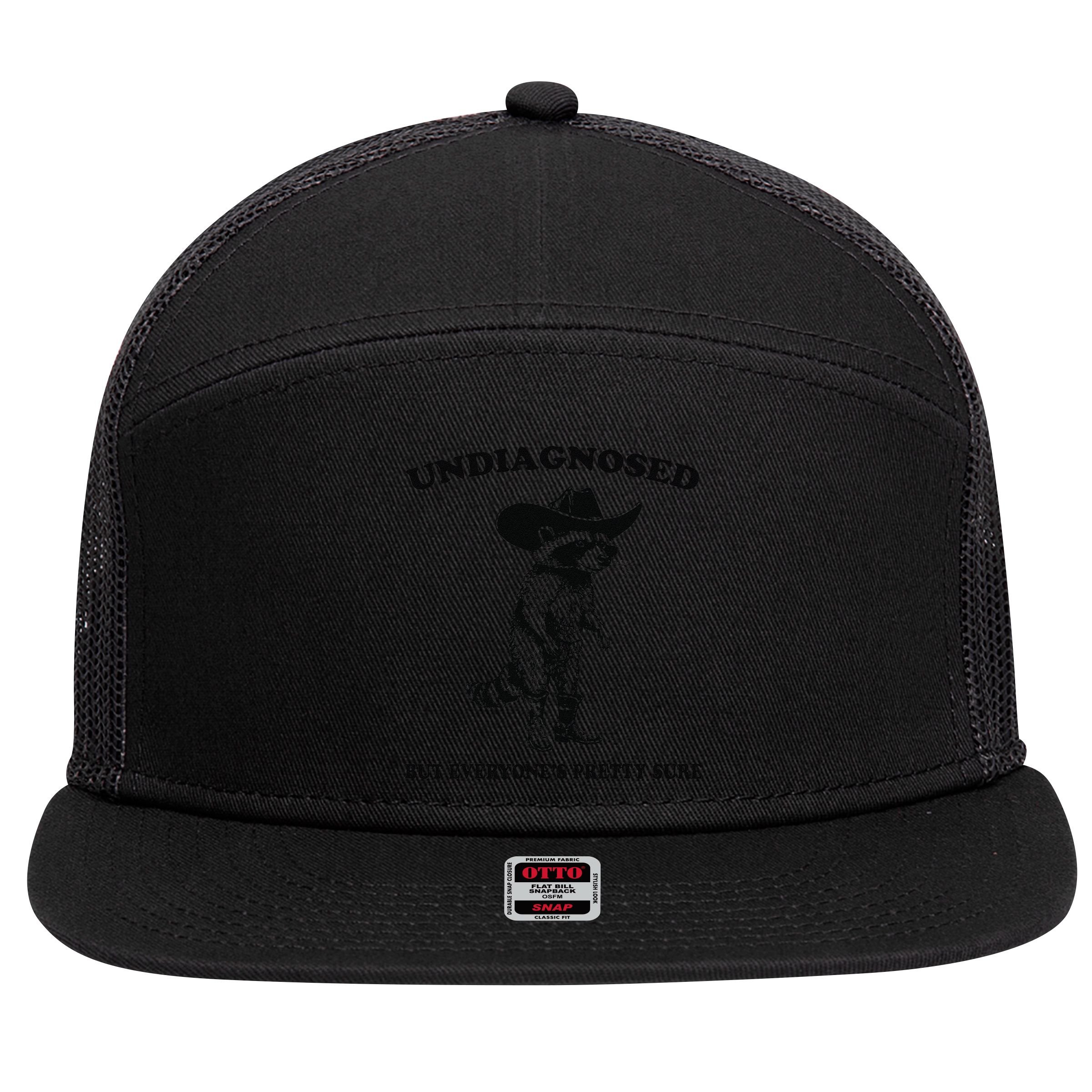 Undiagnosed But EveryoneS Pretty Sure Funny Cowboy Raccoon Gift 7 Panel Mesh Trucker Snapback Hat