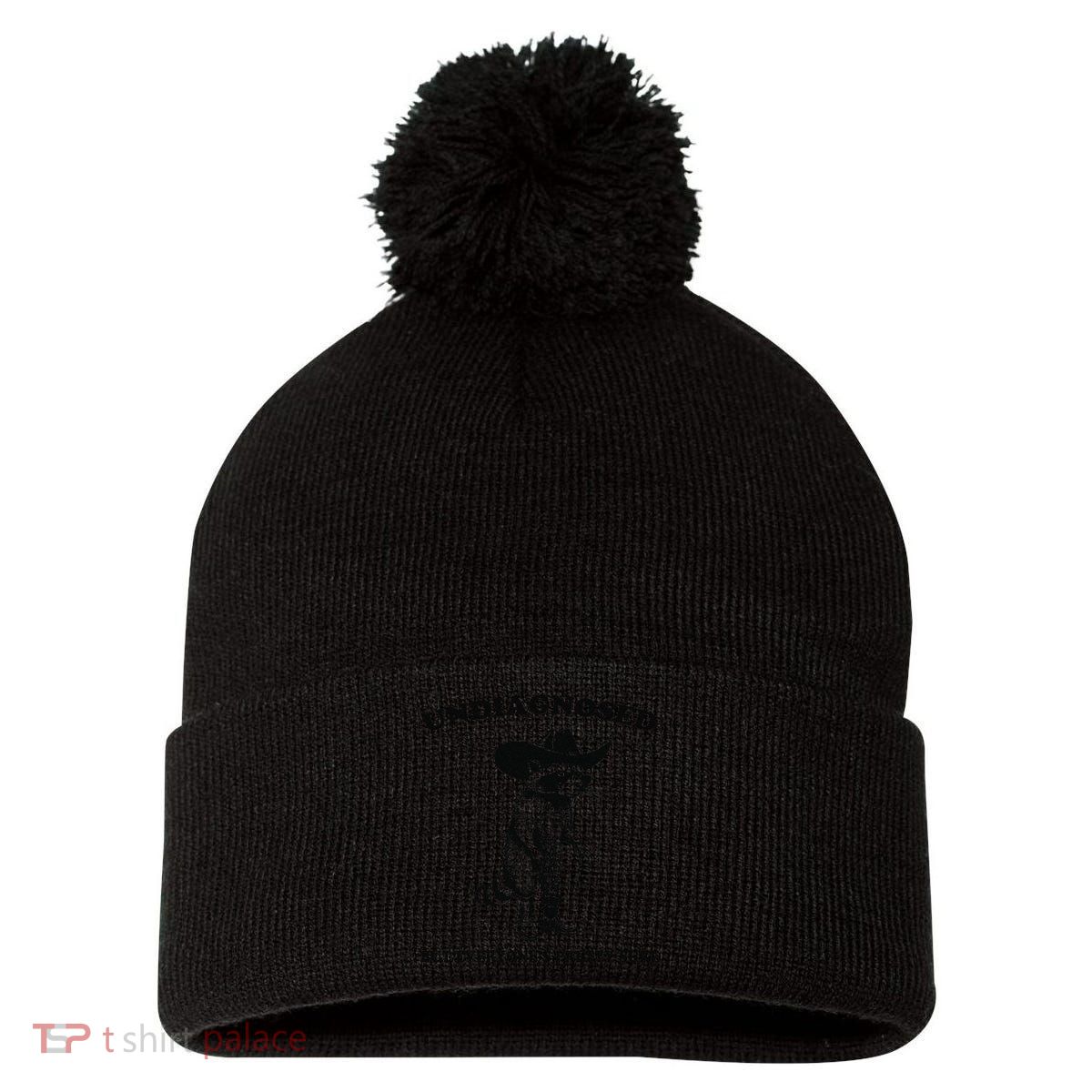 Undiagnosed But EveryoneS Pretty Sure Funny Cowboy Raccoon Gift Pom Pom 12in Knit Beanie