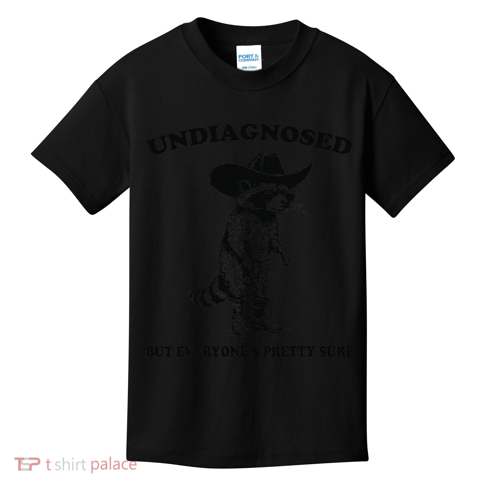 Undiagnosed But EveryoneS Pretty Sure Funny Cowboy Raccoon Gift Kids T-Shirt