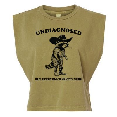 Undiagnosed But EveryoneS Pretty Sure Funny Cowboy Raccoon Gift Garment-Dyed Women's Muscle Tee