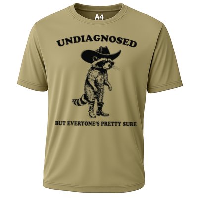Undiagnosed But EveryoneS Pretty Sure Funny Cowboy Raccoon Gift Cooling Performance Crew T-Shirt