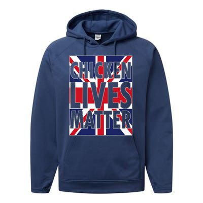 Uk British Flag England Chicken Lives Matter Performance Fleece Hoodie