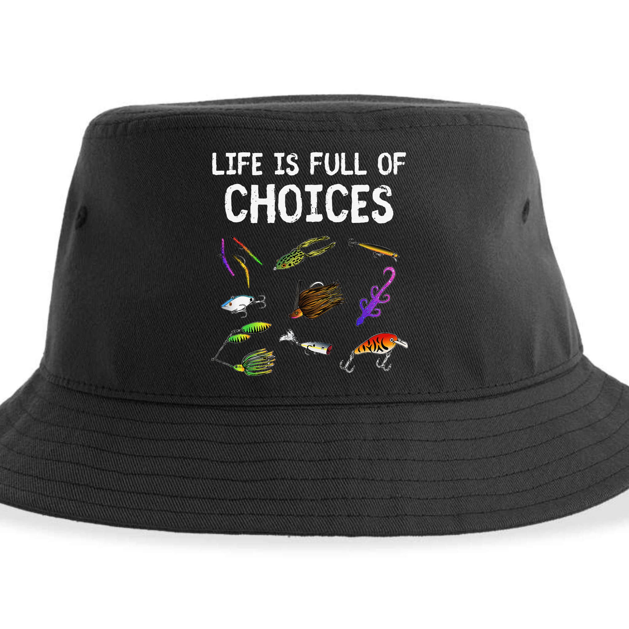 Unique Bass Fishing Gift Assorted Lures For Bass Fisherman Sustainable Bucket Hat