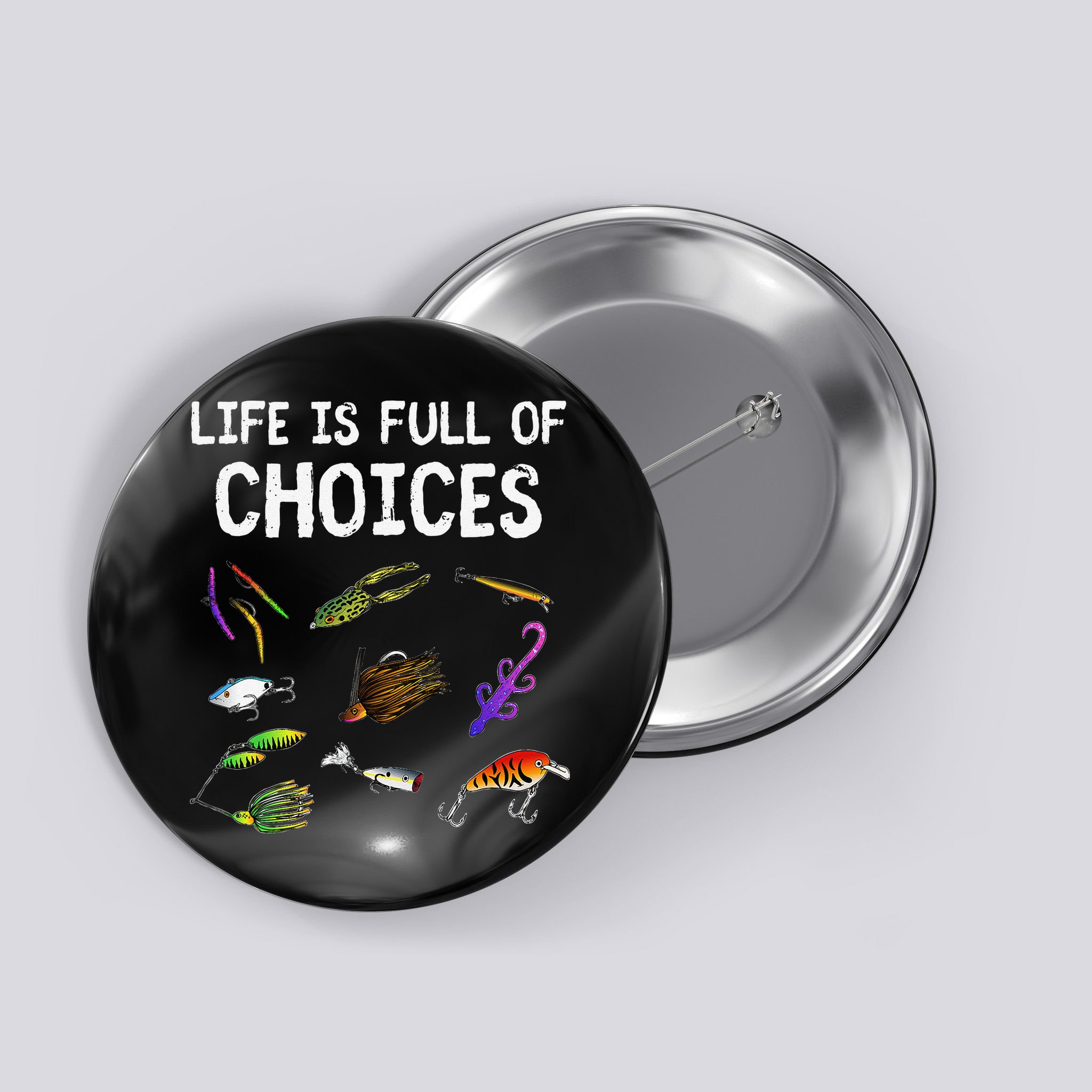 Unique Bass Fishing Gift Assorted Lures For Bass Fisherman Button