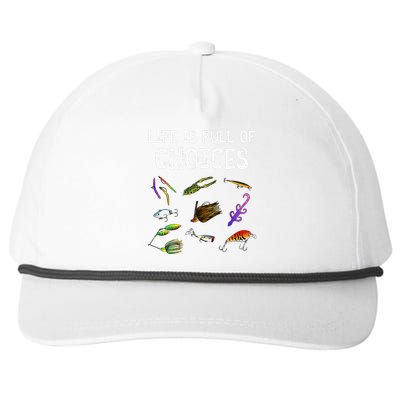 Unique Bass Fishing Gift Assorted Lures For Bass Fisherman Snapback Five-Panel Rope Hat