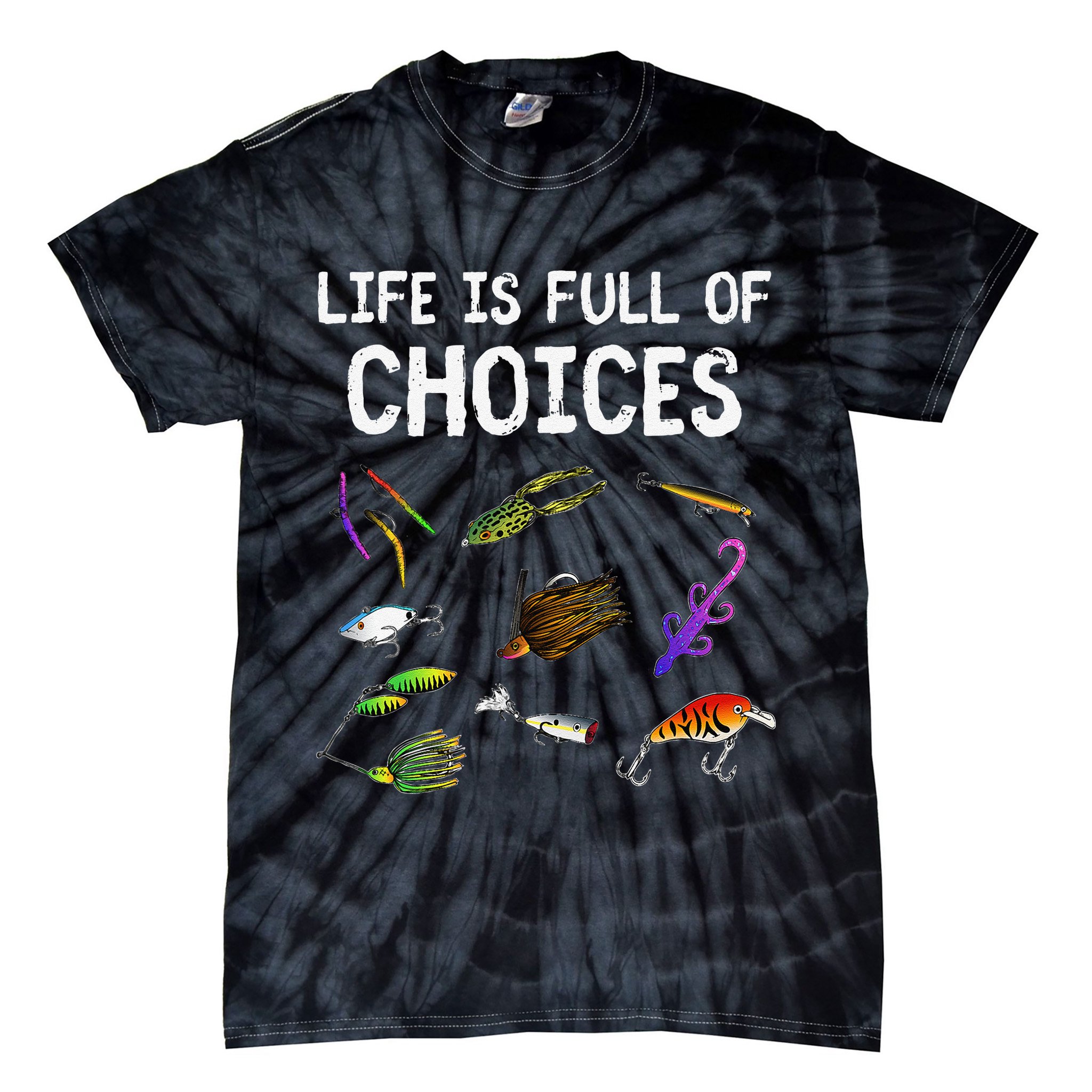 Unique Bass Fishing Gift Assorted Lures For Bass Fisherman Tie-Dye T-Shirt