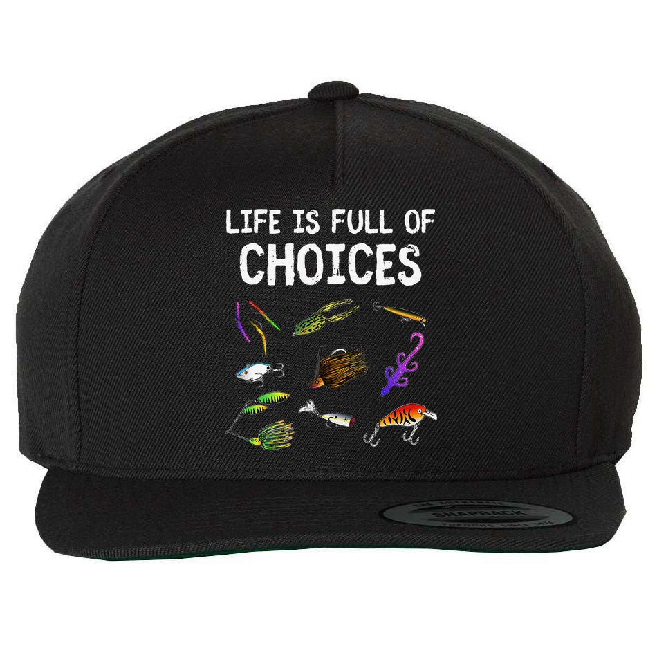Unique Bass Fishing Gift Assorted Lures For Bass Fisherman Wool Snapback Cap