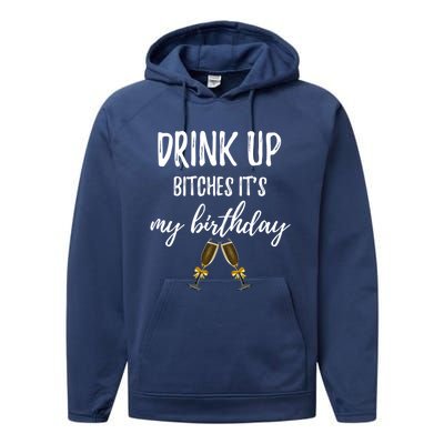 Up Bitches Forty 40th Birthday Joke Gag Sayings Gift Performance Fleece Hoodie