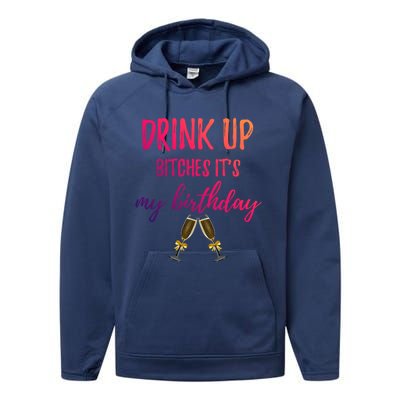 Up Bitches Forty 40th Birthday Joke Gag Sayings Gift Performance Fleece Hoodie