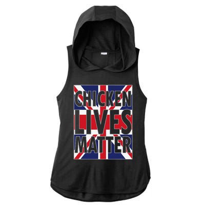 Uk British Flag England Chicken Lives Matter Ladies PosiCharge Tri-Blend Wicking Draft Hoodie Tank