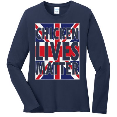 Uk British Flag England Chicken Lives Matter Ladies Long Sleeve Shirt