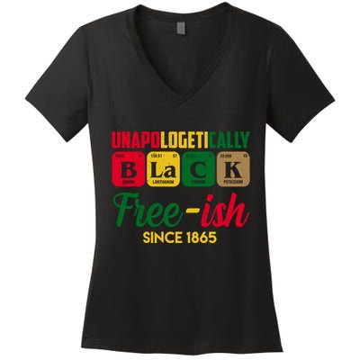 Unapologetically Black Free Ish Since 1865 Juneteenth Women's V-Neck T-Shirt