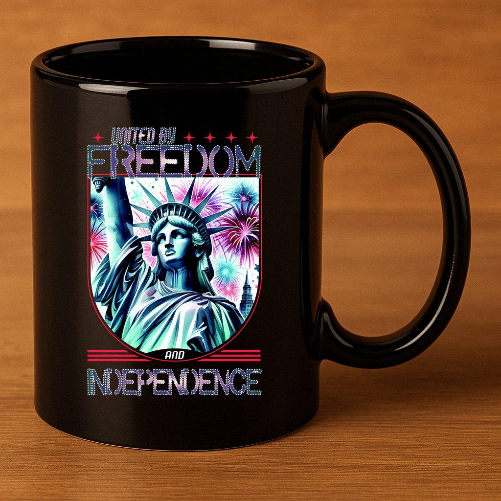 United By Freedom And Independence 11oz C Handle Ceramic Mug