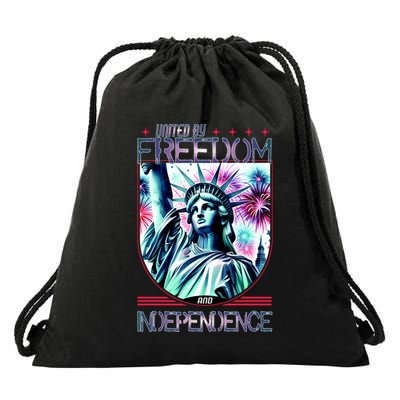 United By Freedom And Independence Drawstring Bag