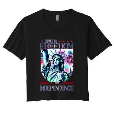 United By Freedom And Independence Women's Crop Top Tee