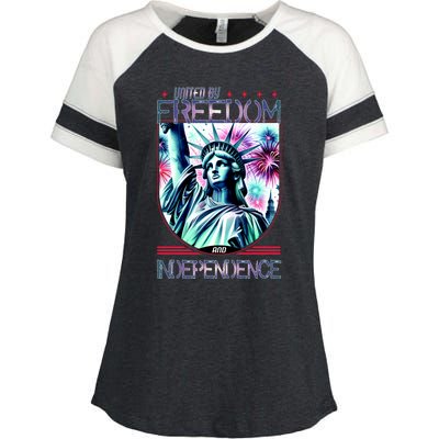 United By Freedom And Independence Enza Ladies Jersey Colorblock Tee