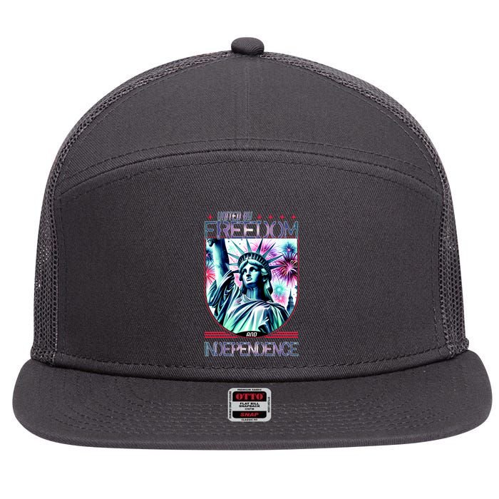 United By Freedom And Independence 7 Panel Mesh Trucker Snapback Hat