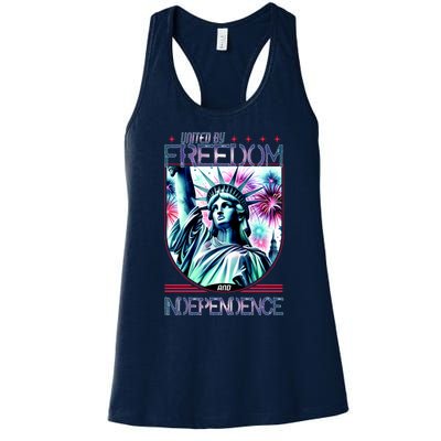 United By Freedom And Independence Women's Racerback Tank