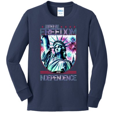 United By Freedom And Independence Kids Long Sleeve Shirt