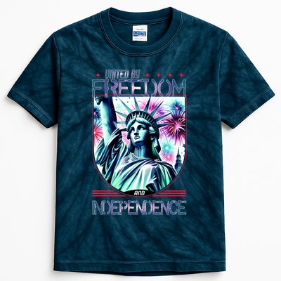 United By Freedom And Independence Kids Tie-Dye T-Shirt