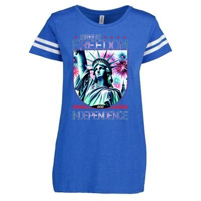 United By Freedom And Independence Enza Ladies Jersey Football T-Shirt