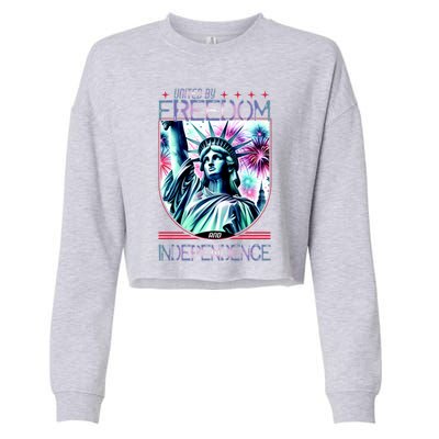 United By Freedom And Independence Cropped Pullover Crew