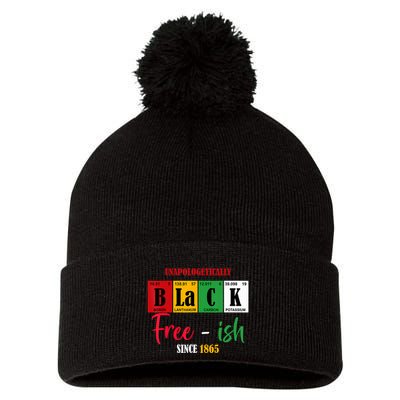 Unapologetically Black Freeish Since 1865 Juneteenth Pom Pom 12in Knit Beanie