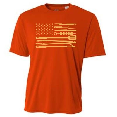 Usa Bbq Flag Gift Bbq Gift Cooling Performance Crew T-Shirt