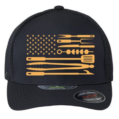 Usa Bbq Flag Gift Bbq Gift Flexfit Unipanel Trucker Cap